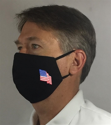 American Flag over Ears Face covering - 100% USA MADE